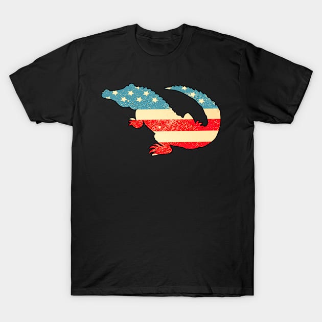 American Flag Crocodile T-Shirt by finchandrewf